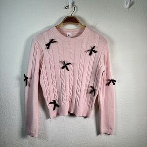 Olive Avenue Pink Romantic Bow Sweater Woman’s   Size L
